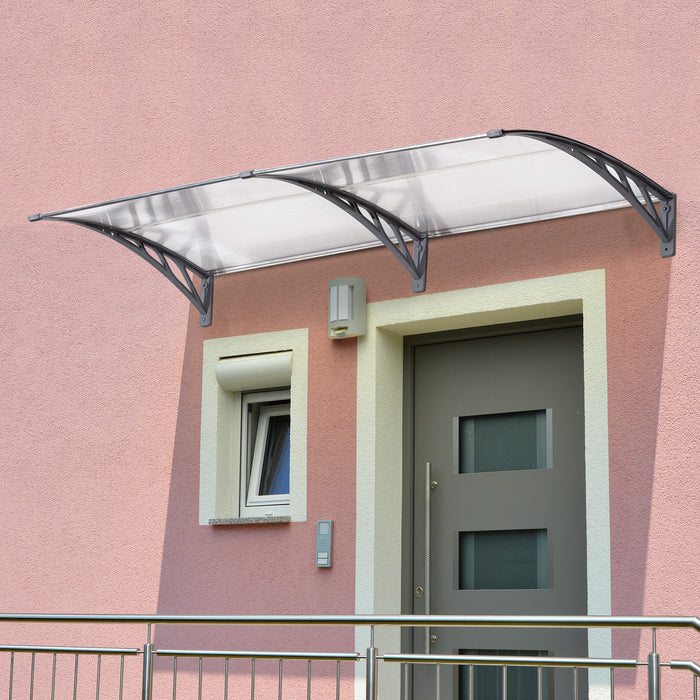 Clear Polycarbonate Door Canopy - 200x75cm Outdoor Awning Rain Shelter for Entrance - Weatherproof Cover for Front or Back Porch
