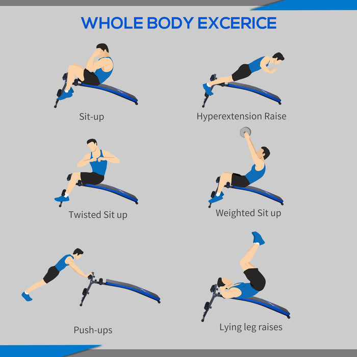 Heavy-Duty Sit-up Bench - Steel Frame with Black/Blue Padding - Fitness Enthusiasts and Core Strengthening Exercise