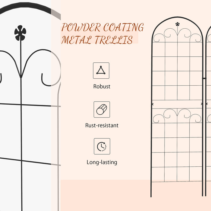 Garden Trellis Support Set of 2 - Metal Frames for Climbing Plants with Elegant Floral Design - Outdoor Decor & Plant Growth Enhancer