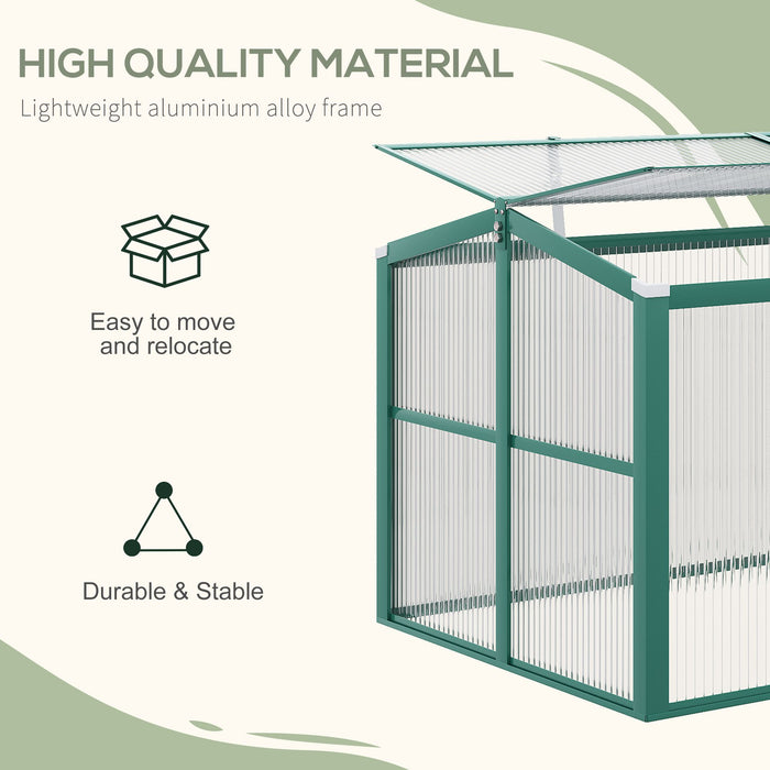Aluminium & Polycarbonate Cold Frame Greenhouse - Adjustable Top for Optimal Plant Growth, Robust 130x70x61cm Structure - Ideal for Cultivating Flowers & Vegetables