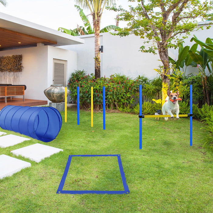 Adjustable Pet Hurdle Set - Dog Agility Training Equipment in Blue/Yellow - Ideal for Canine Fitness and Obedience