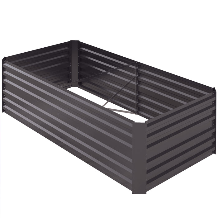 Galvanised Steel Raised Garden Beds - Durable Outdoor Planters with Reinforced Rods, 180x90x59cm, Dark Grey - Ideal for Garden Enthusiasts & Urban Farmers