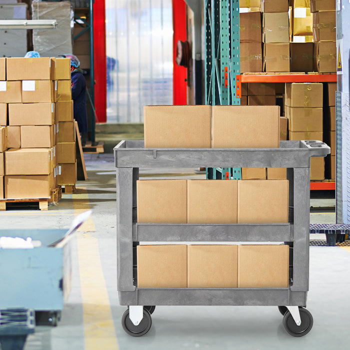 Heavy-Duty PP Cart - 3-Tier Service Utility with 250 KG Maximum Load Capacity in Grey - Ideal for Industrial Use and Heavy Loading Solutions