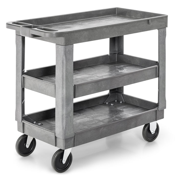 Heavy-Duty PP Cart - 3-Tier Service Utility with 250 KG Maximum Load Capacity in Grey - Ideal for Industrial Use and Heavy Loading Solutions