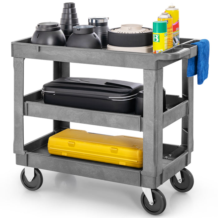 Heavy-Duty PP Cart - 3-Tier Service Utility with 250 KG Maximum Load Capacity in Grey - Ideal for Industrial Use and Heavy Loading Solutions