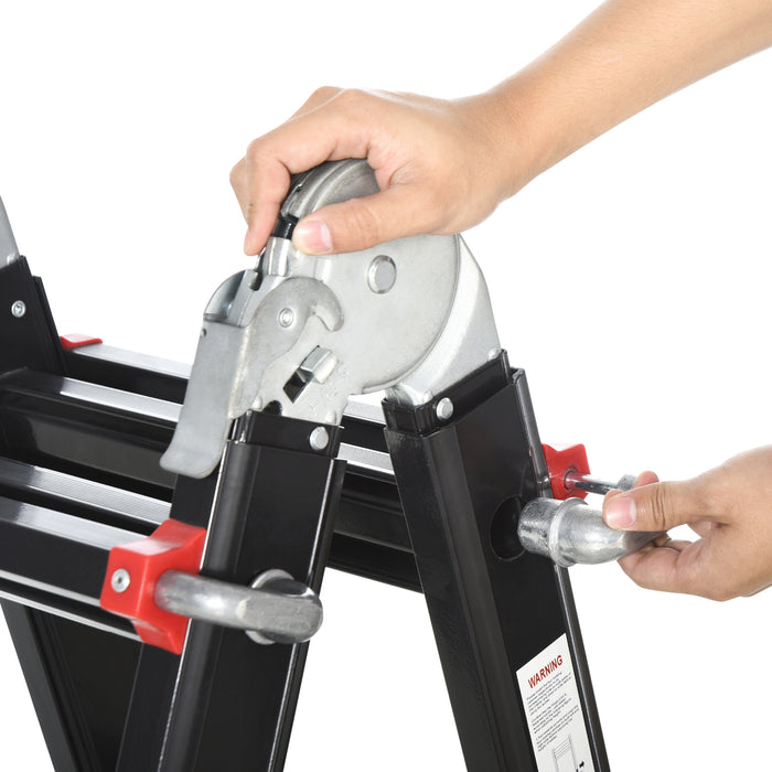 4M Aluminium Duo Ladder - Telescopic Herringbone & Multi-Purpose Design with Non-Slip Steps - Ideal for DIY, Workshop, and Home Gardening Use