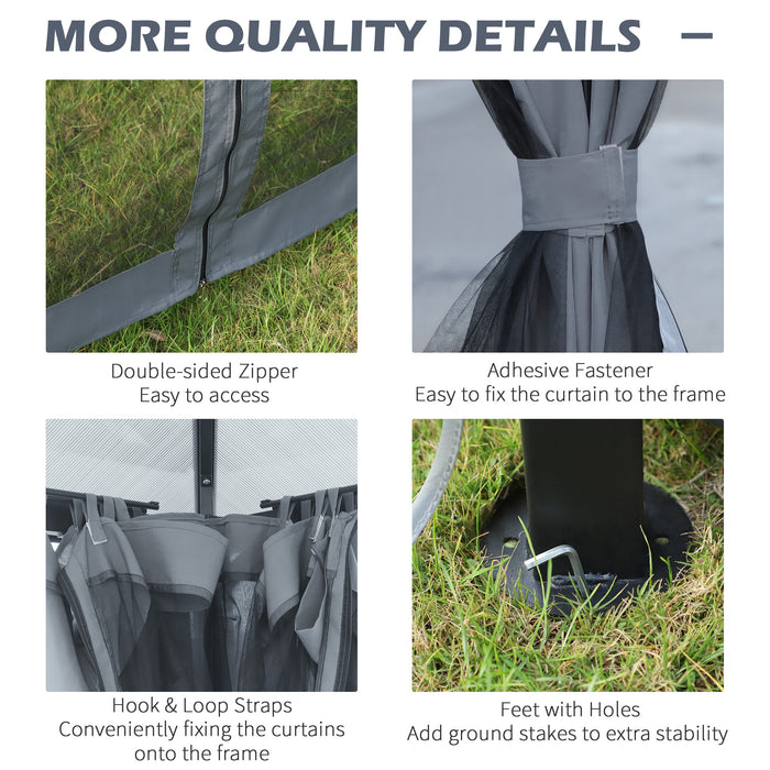 Aluminium Gazebo Canopy 3x3.6m - Hardtop Roof, Mesh Curtains, Side Walls, Marquee Party Tent for Patio, Grey - Ideal for Outdoor Entertaining and Shelter
