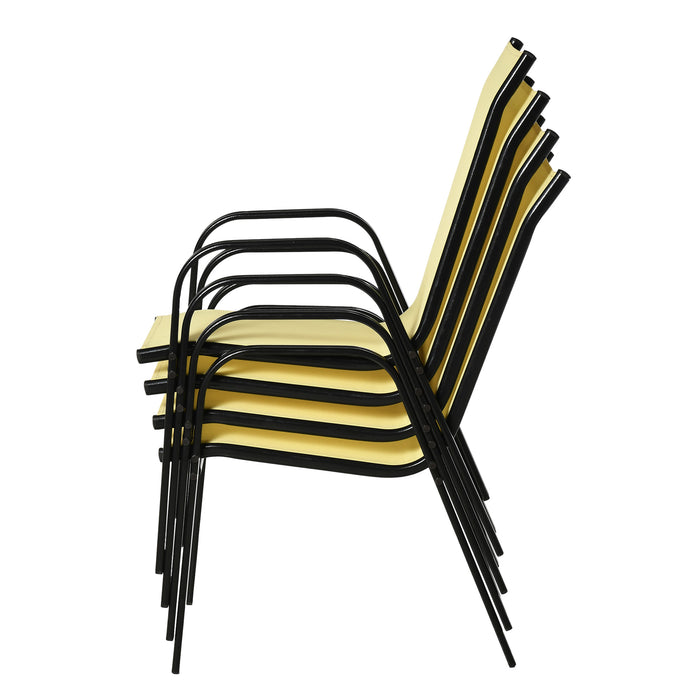 Outdoor Patio Dining Chairs - Set of 4 Stackable High Back Chairs with Armrests for Garden - Beige Comfort & Style for Patio Dining