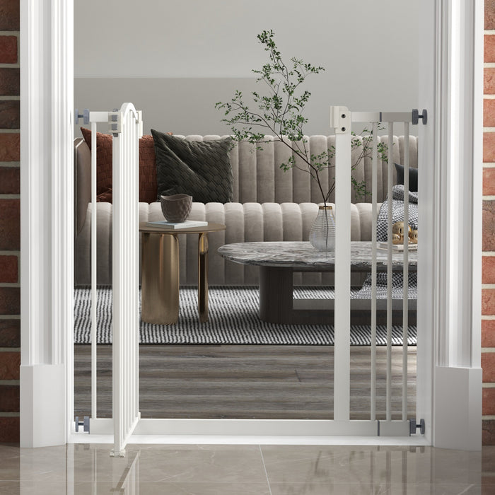 Adjustable Metal Pet Gate 74-87cm - Auto-Close Safety Barrier for Dogs & Cats - Ideal for Home Doorways & Staircases