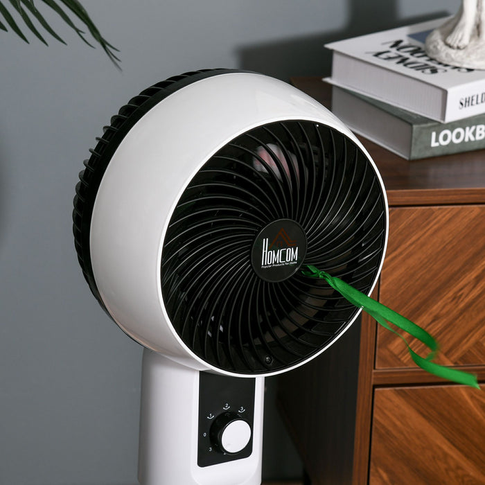 32'' Air Circulator Fan with 3 Speed Settings - 70° Oscillation and 90° Vertical Tilt, Portable with Round Base and Carry Handle - Ideal for Living Room, Bedroom, Office in Sleek Black and White Design