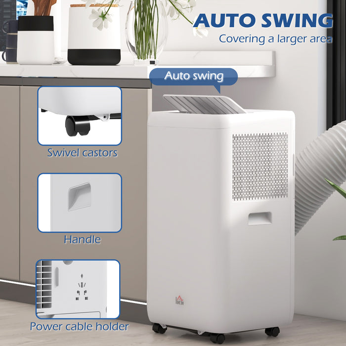 12,000 BTU Portable Air Conditioning Unit - Cools and Dehumidifies Rooms Up to 28m² with Auto/Sleep Modes and 24-Hour Timer - Easy Mobility with Built-in Wheels for Home or Office Use