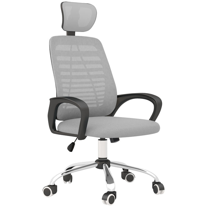Ergonomic Mesh Office Chair with Adjustable Headrest and Armrests - Lumbar Support for Comfortable Work Seating - Ideal for Home and Office Use