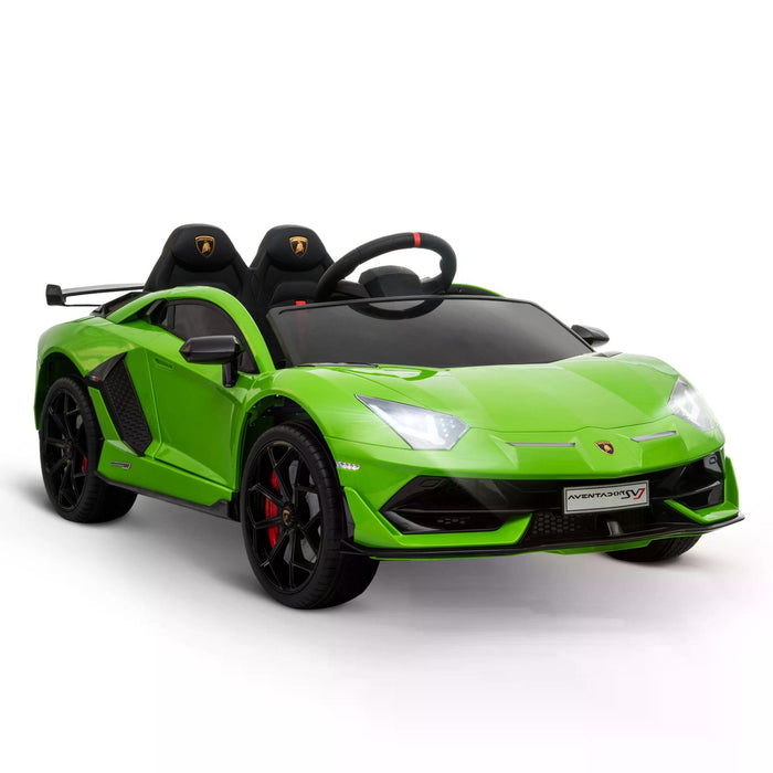 Lamborghini Aventador Ride-On Car for Kids - 12V Battery-Powered Electric Sports Racing Toy with Music, Green - Includes Parental Remote Control for Safe Play