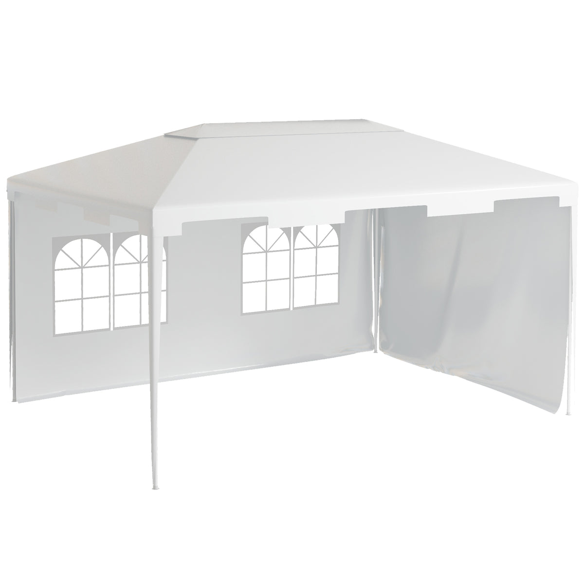 Garden Gazebo Marquee - 3x4m Outdoor Shelter with 2 Sidewalls, Perfect for Patio and Yard Events - Elegant White Party Tent