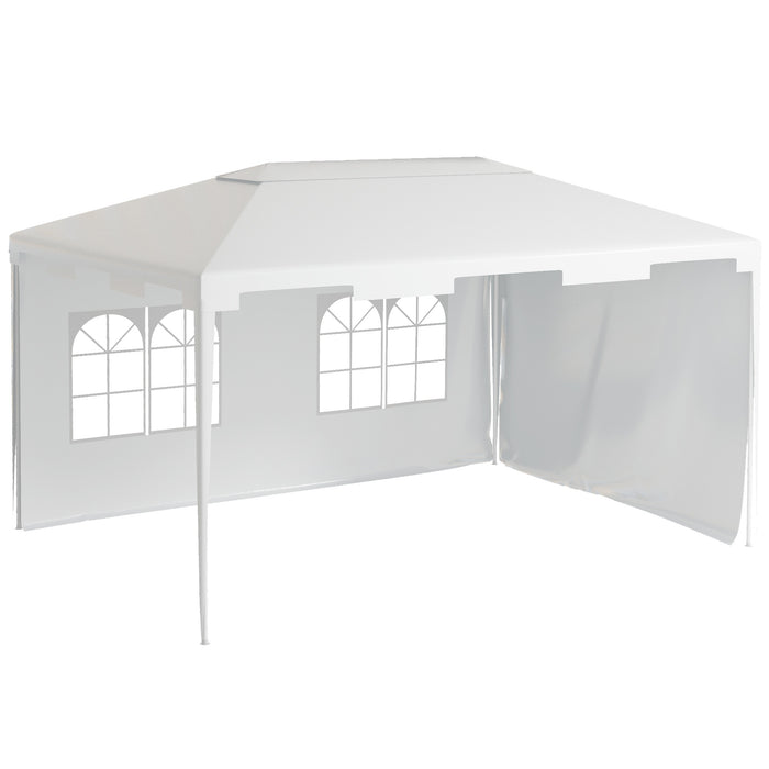 Garden Gazebo Marquee - 3x4m Outdoor Shelter with 2 Sidewalls, Perfect for Patio and Yard Events - Elegant White Party Tent