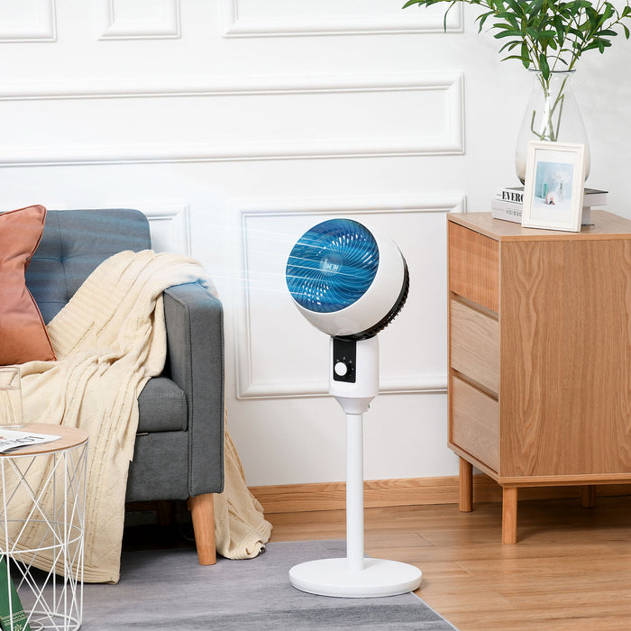 32'' Air Circulator Fan with 3 Speed Settings - 70° Oscillation and 90° Vertical Tilt, Portable with Round Base and Carry Handle - Ideal for Living Room, Bedroom, Office in Sleek Black and White Design