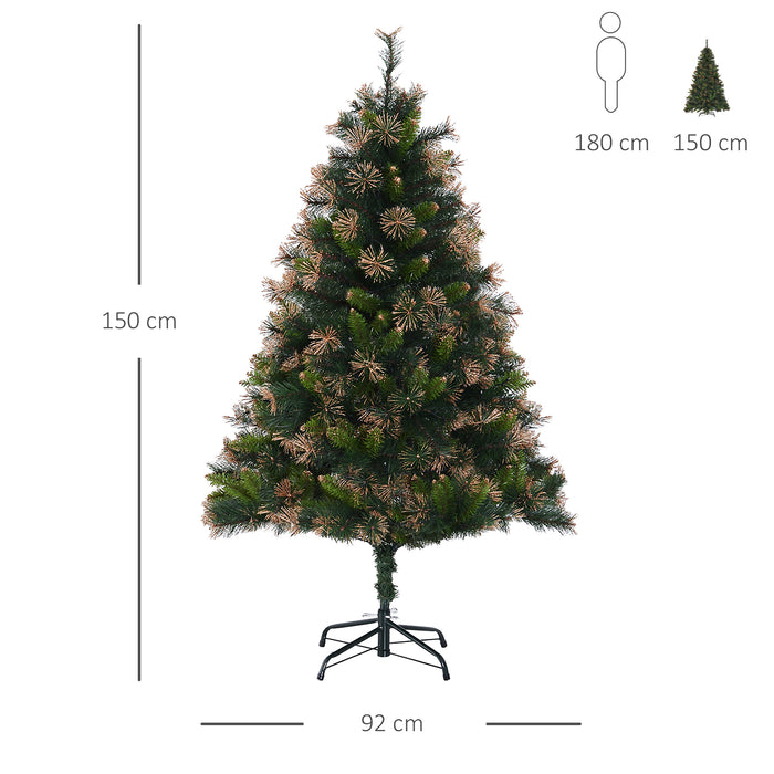 Prelit 1.5m Artificial Christmas Tree with Metal Stand - Lush Green Holiday Decor - Perfect for Festive Home or Office Display