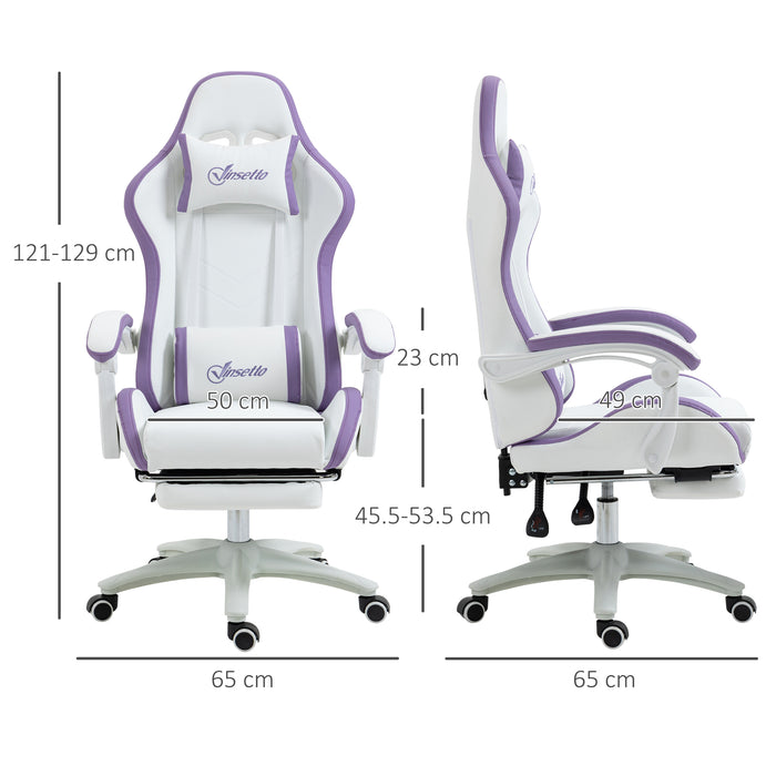 Ergonomic Racing-Style Gamer Chair - PU Leather Reclining Seat with 360 Swivel, Footrest, Detachable Headrest & Lumbar Support - Ultimate Comfort for Gaming & Office Work, Vibrant Purple