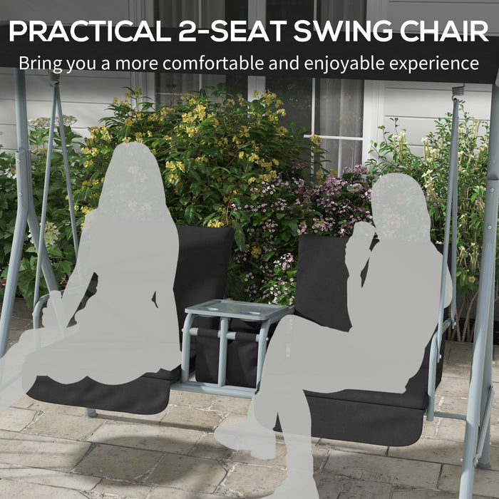 Double Patio Swing Chair with Tilting Canopy - 2-Person Rocking Bench with Padded Seats and Storage - Ideal for Garden Relaxation and Outdoor Lounging