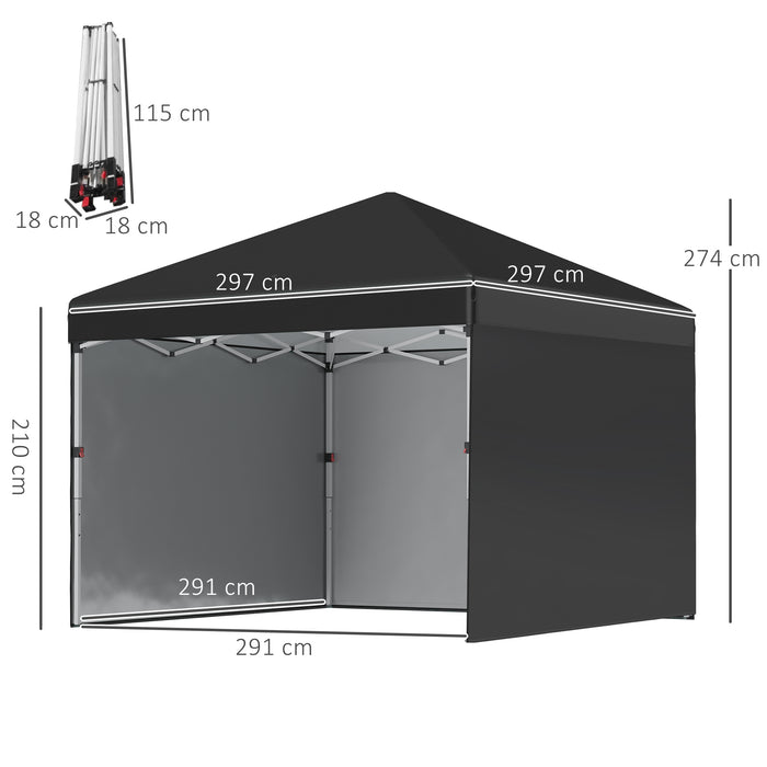 Pop Up Gazebo Event Shelter - 3x3 Meter Adjustable Height Party Tent with Sidewalls and Weight Bags - Ideal for Outdoor Activities and Gatherings