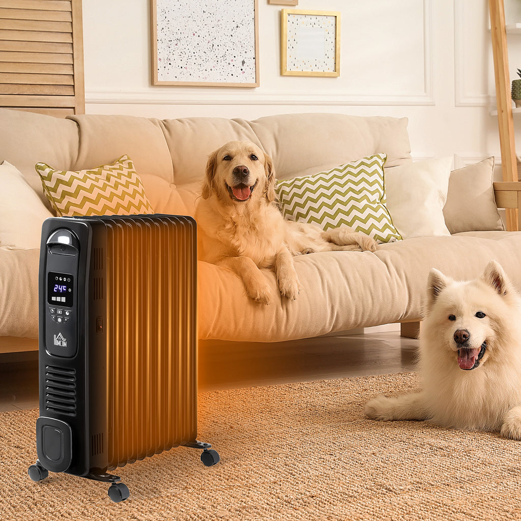 2720W Digital Oil-Filled Radiator Heater with Timer - 11 Fins Portable Electric Heater with 3 Heat Settings and Safety Features - Remote Controlled Home Heating Solution