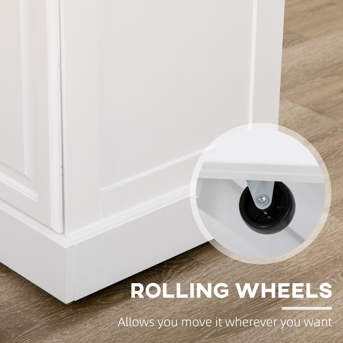 Rolling Kitchen Serving Cart with Rubber Wood Top - Island Storage, Towel Rack, and Drawer Cabinet Combo - Ideal for Home Organization and Meal Prep