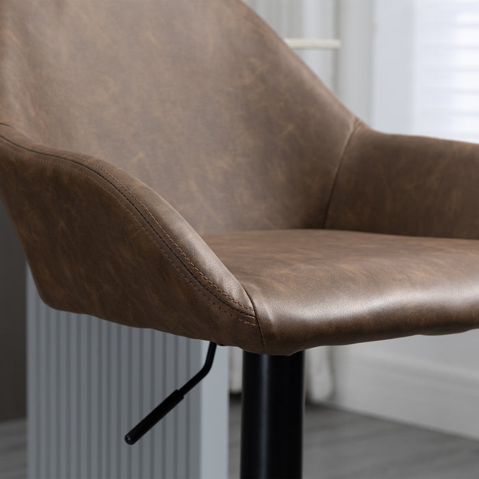 Swivel Barstools with Footrest and Backrest - Adjustable PU Leather Set of 2 with Sturdy Steel Base - Perfect for Kitchen Counter and Dining Room Comfort