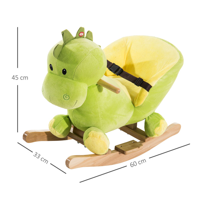 Kids Plush Rocking Dinosaur with Safety Belt - Musical Ride-On Toy with 32 Songs, Soft Cushioned Seat - Fun and Safe Entertainment for Toddlers 18 Months and Up