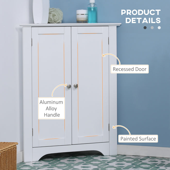 Triangle Corner Bathroom Cabinet - Adjustable Shelf & Recessed Door Storage Unit - Space-Saving Solution for Small Bathrooms