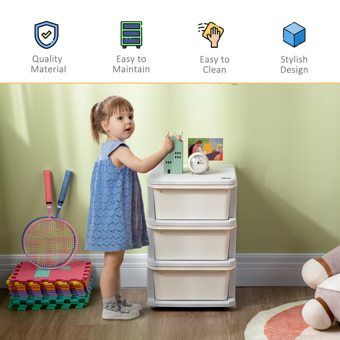 3-Tier Kids Storage Dresser - Vertical Chest with Drawers for Toy Organization - Ideal for Nursery, Playroom, and Kindergarten Spaces