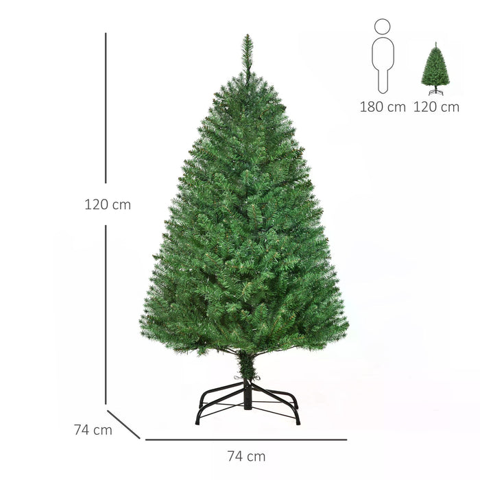Prelit Artificial Christmas Tree with Warm White LED Lights - 4 Feet Tall Festive Holiday Decor - Perfect for Home Xmas Ambience