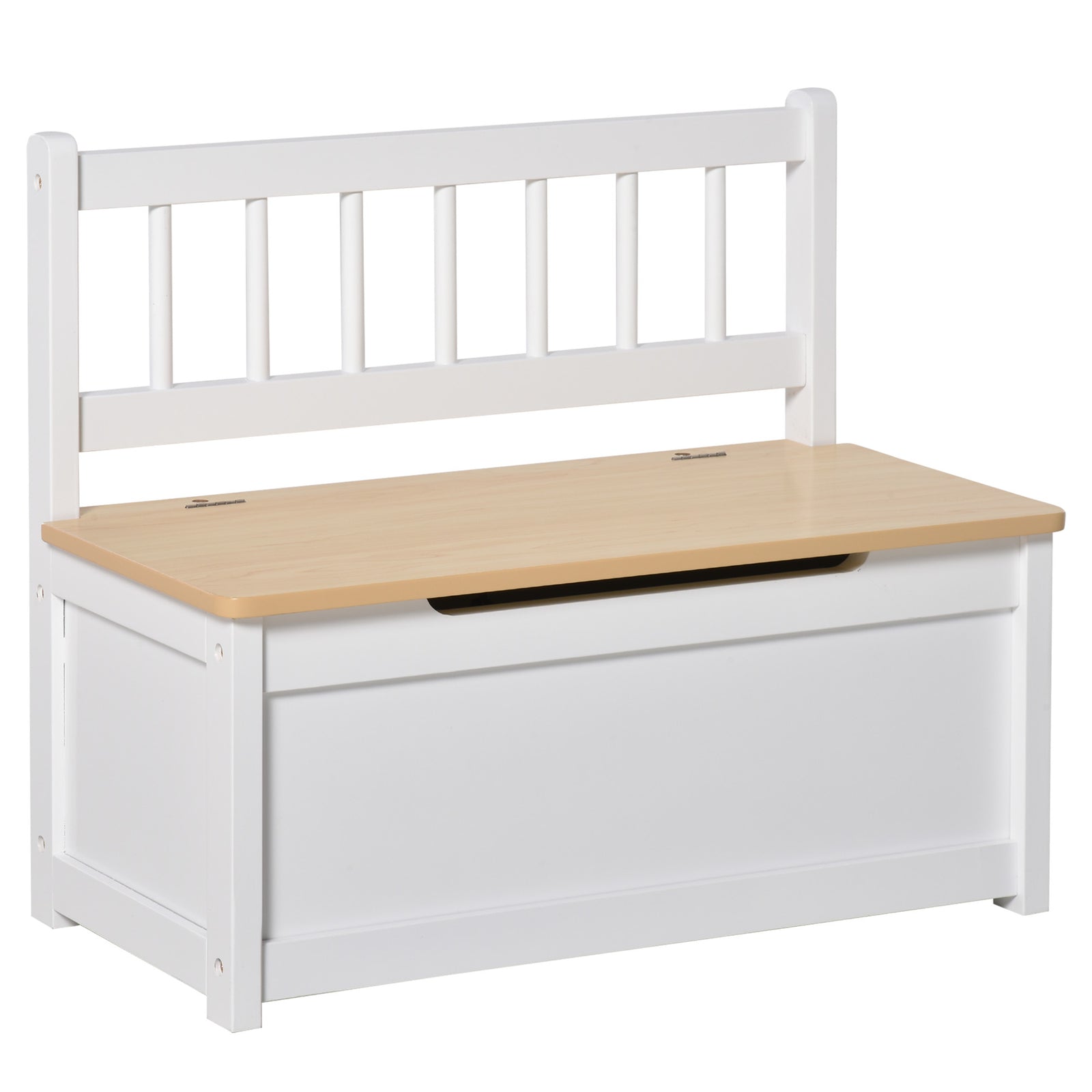Wooden Toy Box Bench with Storage - 2-IN-1 Chest Organizer & Padded Seat, Safety Pneumatic Rod, 60x30x50cm - Ideal for Kids' Room Clutter Control and Seating