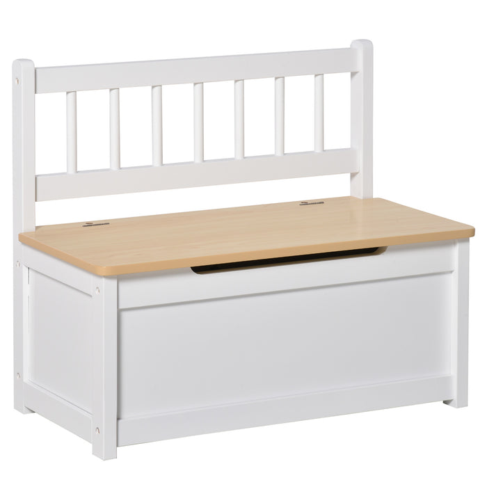 Wooden Toy Box Bench with Storage - 2-IN-1 Chest Organizer & Padded Seat, Safety Pneumatic Rod, 60x30x50cm - Ideal for Kids' Room Clutter Control and Seating