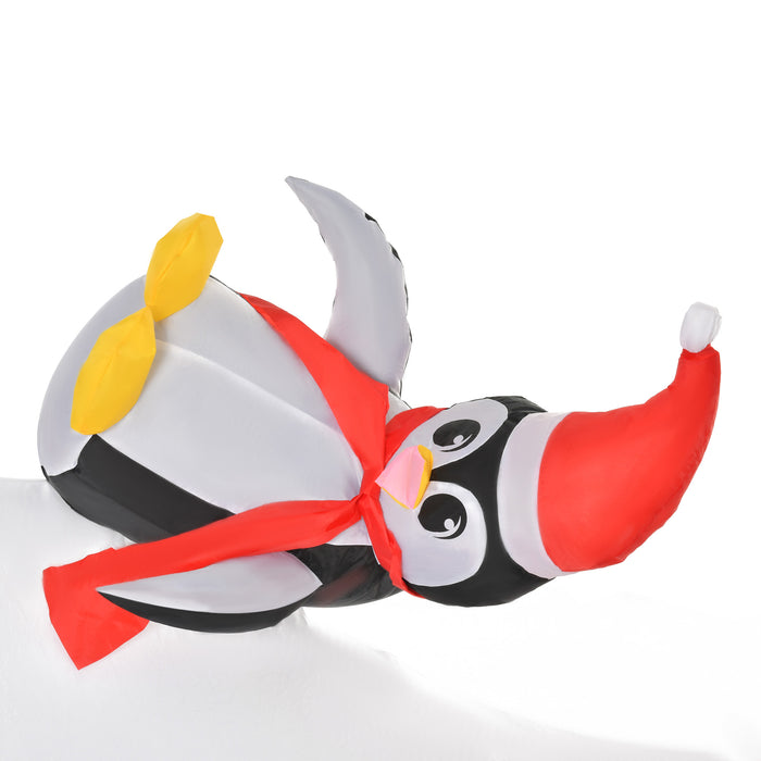 Giant 5ft LED-Lit Christmas Inflatable Display - Polar Bear with Penguins Outdoor Holiday Decor - Festive Garden Lawn Party Centerpiece for Seasonal Cheer