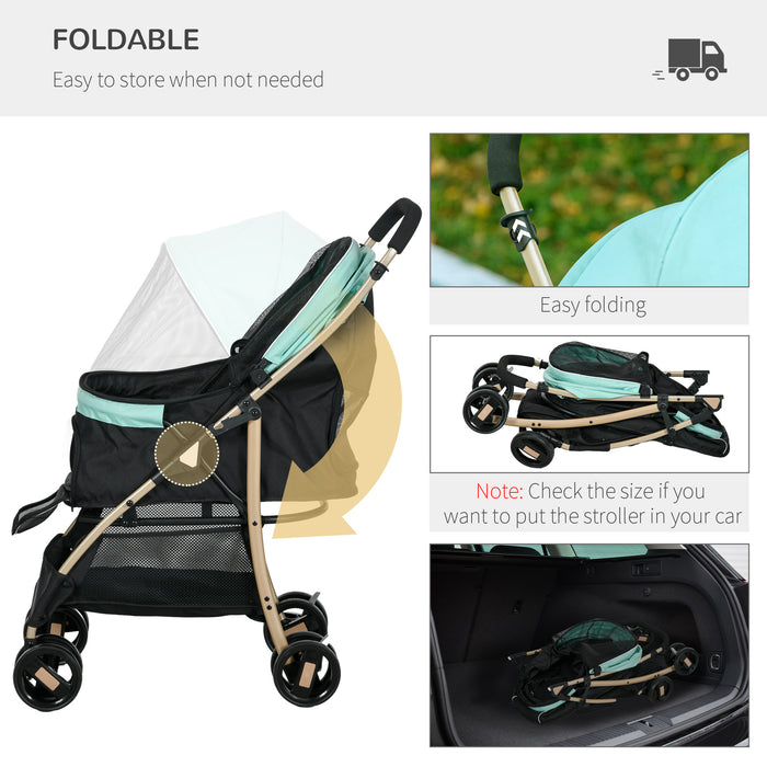 Oxfoad Compact Pet Stroller - Weatherproof Design for Small & Miniature Dogs, Includes Rain Cover - Ideal for Outdoor Strolls with Your Furry Friend