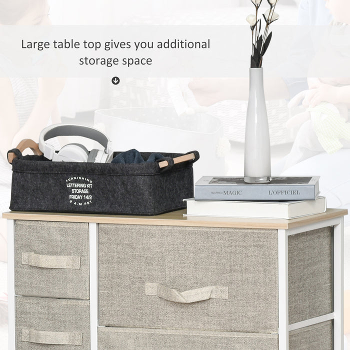 7-Drawer Vertical Linen Storage Tower - Sturdy Metal Frame Dresser Organizer with Adjustable Feet - Ideal for Living Room, Bathroom, Kitchen Organization