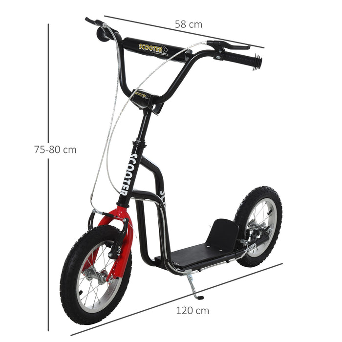 Kick Scooter for Kids - Steel Frame, Adjustable Height, Black & Red - Fun Outdoor Activity for Children