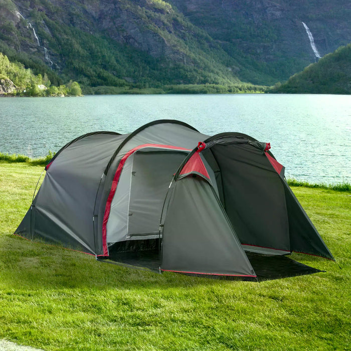 Camping Dome Tent for 3-4 Person - 2 Room Setup with Weatherproof Screen Room Vestibule, Lightweight for Backpacking - Ideal for Fishing, Hiking & Outdoor Adventures, Dark Grey