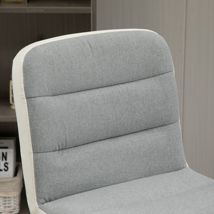 Set of 2 Armless Light Grey Bar Chairs - Adjustable Height with Upholstered Swivel Seats - Ideal for Home Bar or Kitchen Counter Seating
