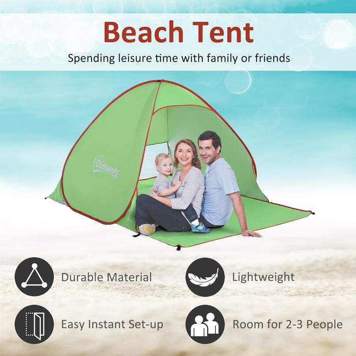 2-3 Person Instant Pop-Up Tent - UV 30+ Protection, Beach and Hiking Sun Shelter, Portable Patio Canopy - Ideal for Outdoor Enthusiasts and Family Picnics (Green)