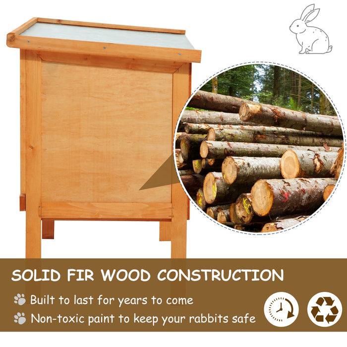 Rabbit Hutch with Spacious Interior - 90x45x65cm Fir Wood Cage - Ideal for Small Rabbits and Pets
