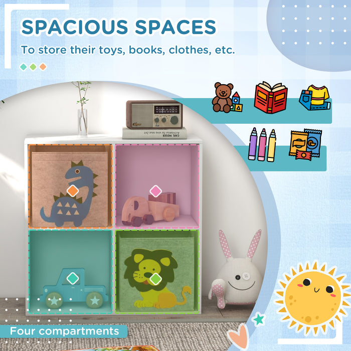 Kids' Storage Organizer - Playful Toy Box with Dual Non-Woven Fabric Bins, 61.8cm Cube - Perfect for Neatly Tidying Toys and Children's Accessories