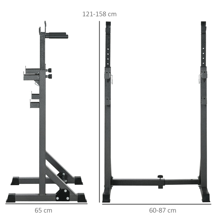 Heavy Duty Adjustable Barbell Rack - Squat & Dip Station Power Stand with Multifunctional Weight Lifting Capabilities - Ideal for Home Gym Strength Training