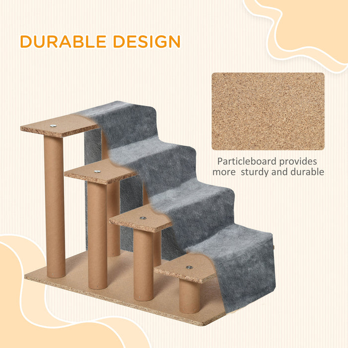 4-Step Dog Stairs with Washable Plush Cover - Ideal for High Beds and Sofas - Pet Access Solutions for Small Dogs and Cats