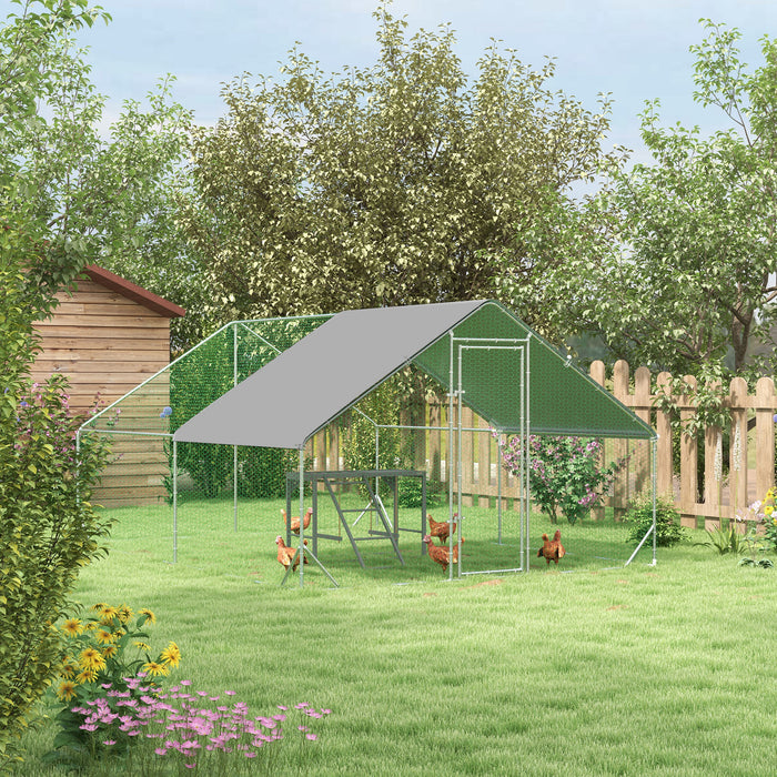 Walk-In Chicken Run with Activity Shelf - Sturdy 3x4x2m Enclosure with Weather-Resistant Cover - Ideal for Outdoor Chicken Play & Protection