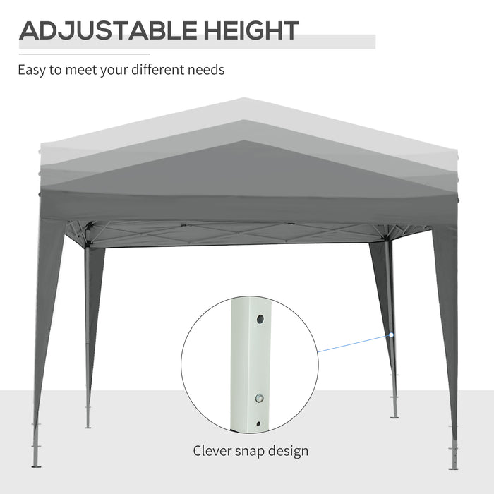 Water-Resistant Pop-Up Gazebo 3x3m with Carry Bag - Outdoor Tent Canopy with 2 Windows for Weddings, Parties, Camping - Ideal Shelter for Garden Events, Grey