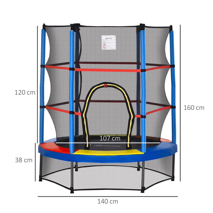 Kids Trampoline with Enclosure - 5.2FT/63 Inch Indoor Round Bouncer with Steel Frame - Safe Rebounding for Ages 3 to 6, Multi-color
