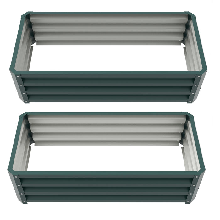 Steel Garden Planter Beds - Set of 2 Raised Outdoor Boxes for Flowers, Herbs, and Vegetables - Ideal for Home Gardening Enthusiasts