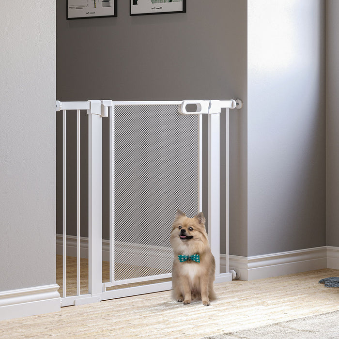 Pressure Fit Safety Gate - Auto-Closing Doorway and Staircase Barrier with Double Locking Feature - Ideal for Pets and Childproofing Homes