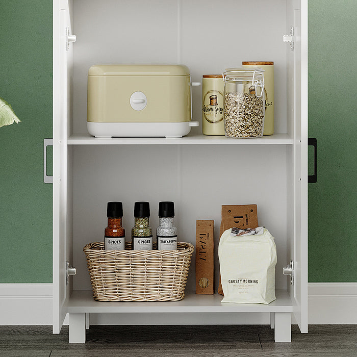 Freestanding Nordic Cupboard - Elegant White Storage Cabinet with Drawers, Doors & Open Countertop - Ideal for Living & Dining Spaces, 130cm